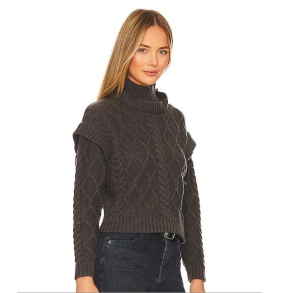 Central park West Tiegen Cables Sweater in Charcoal Large NWT - Picture 2 of 13